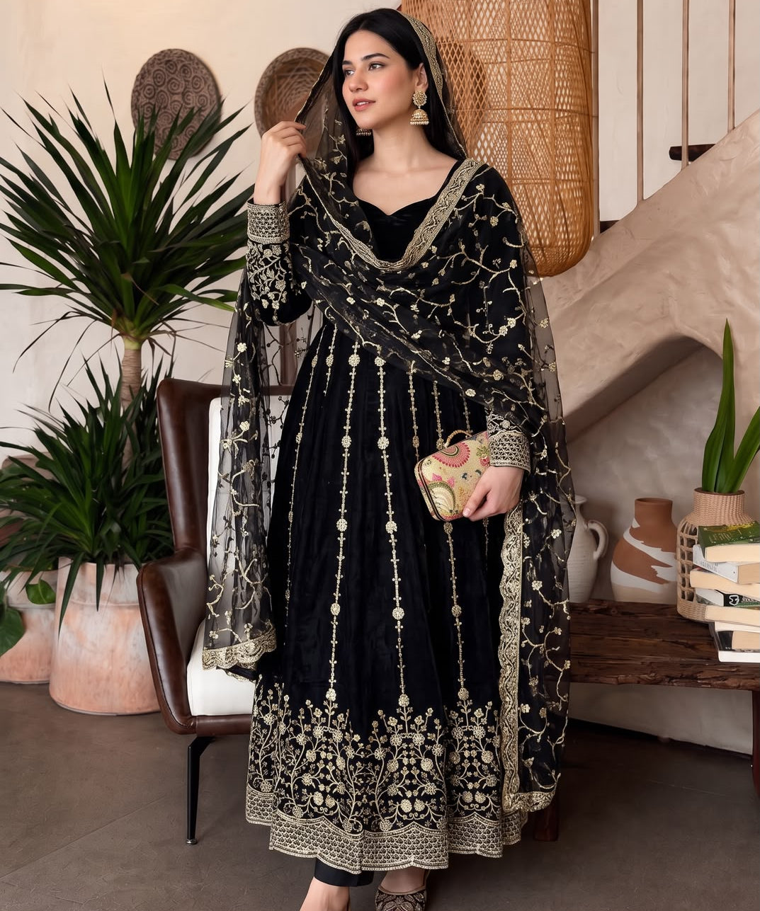 Gorgeous Silk Embroidered Anarkali Gown