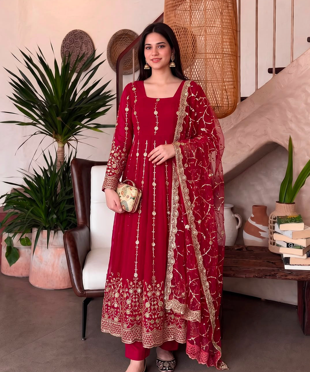 Gorgeous Silk Embroidered Anarkali Gown