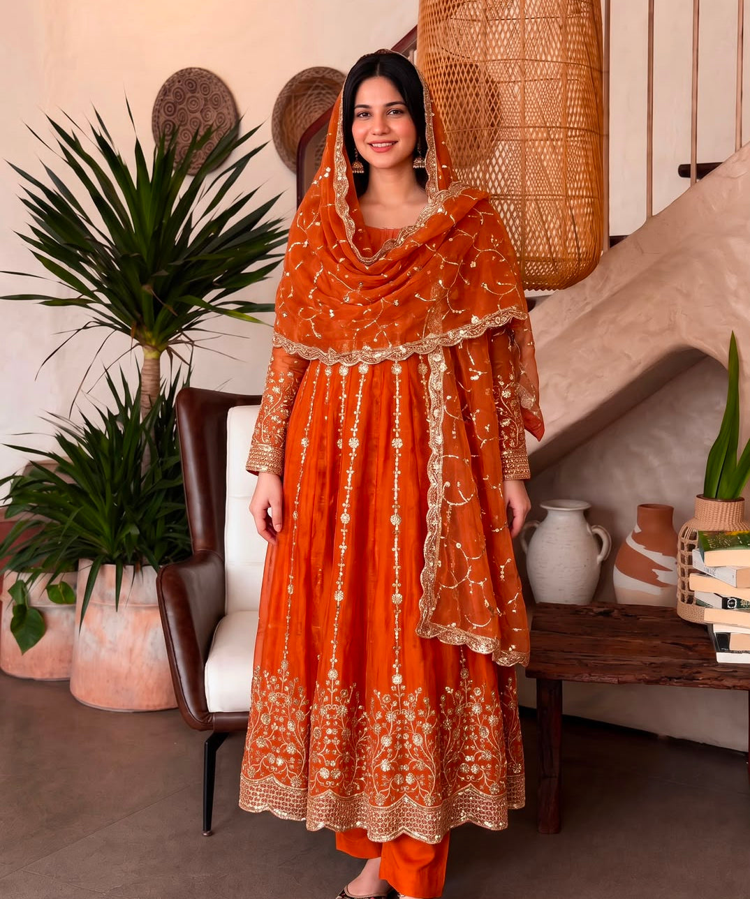 Gorgeous Silk Embroidered Anarkali Gown