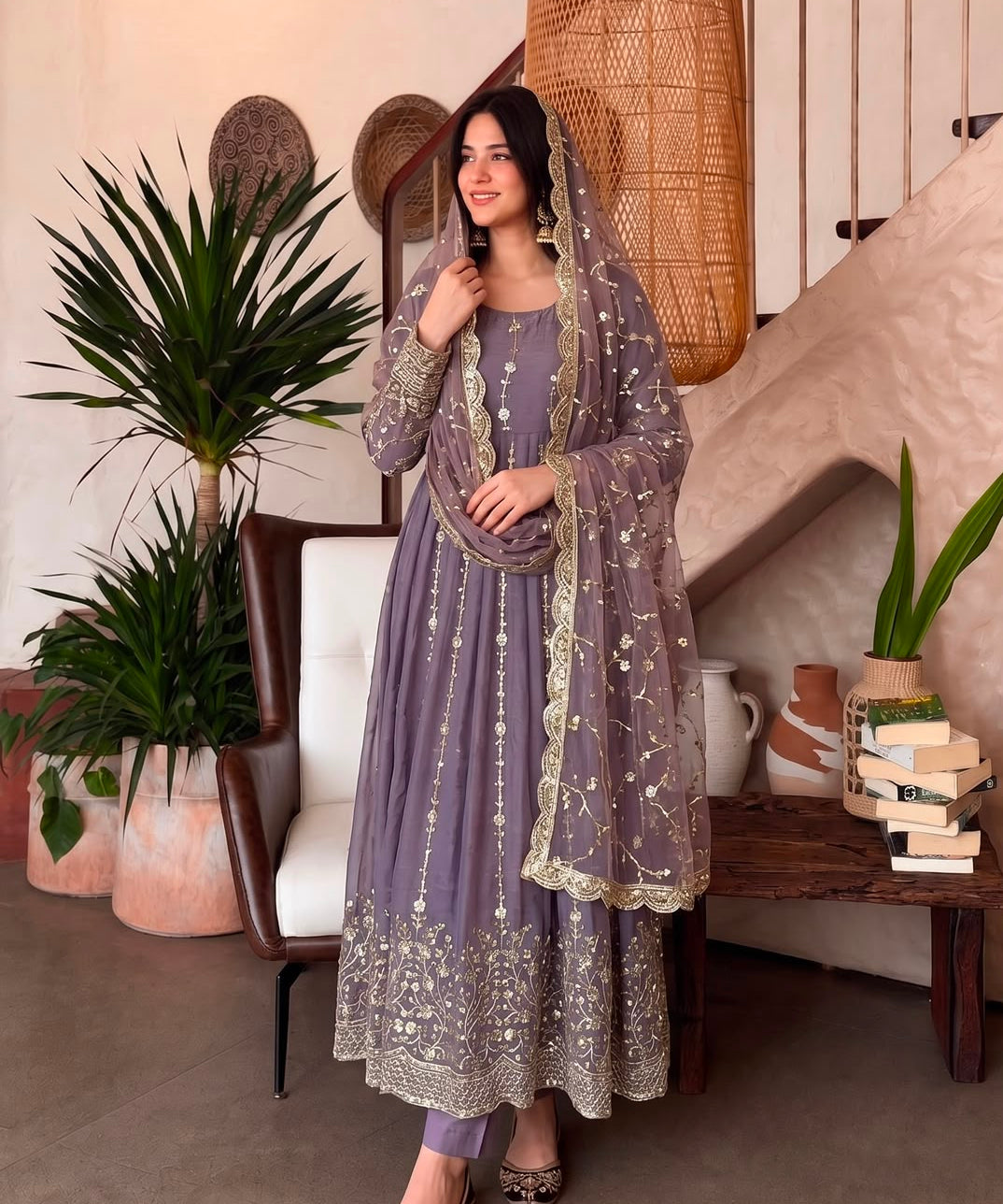 Gorgeous Silk Embroidered Anarkali Gown