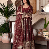 Gorgeous Silk Embroidered Anarkali Gown