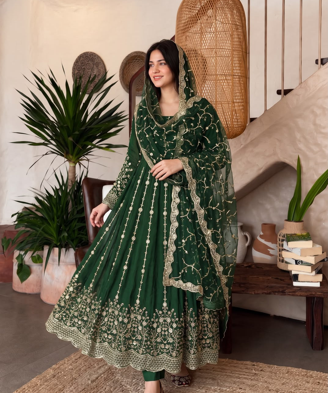 Gorgeous Silk Embroidered Anarkali Gown