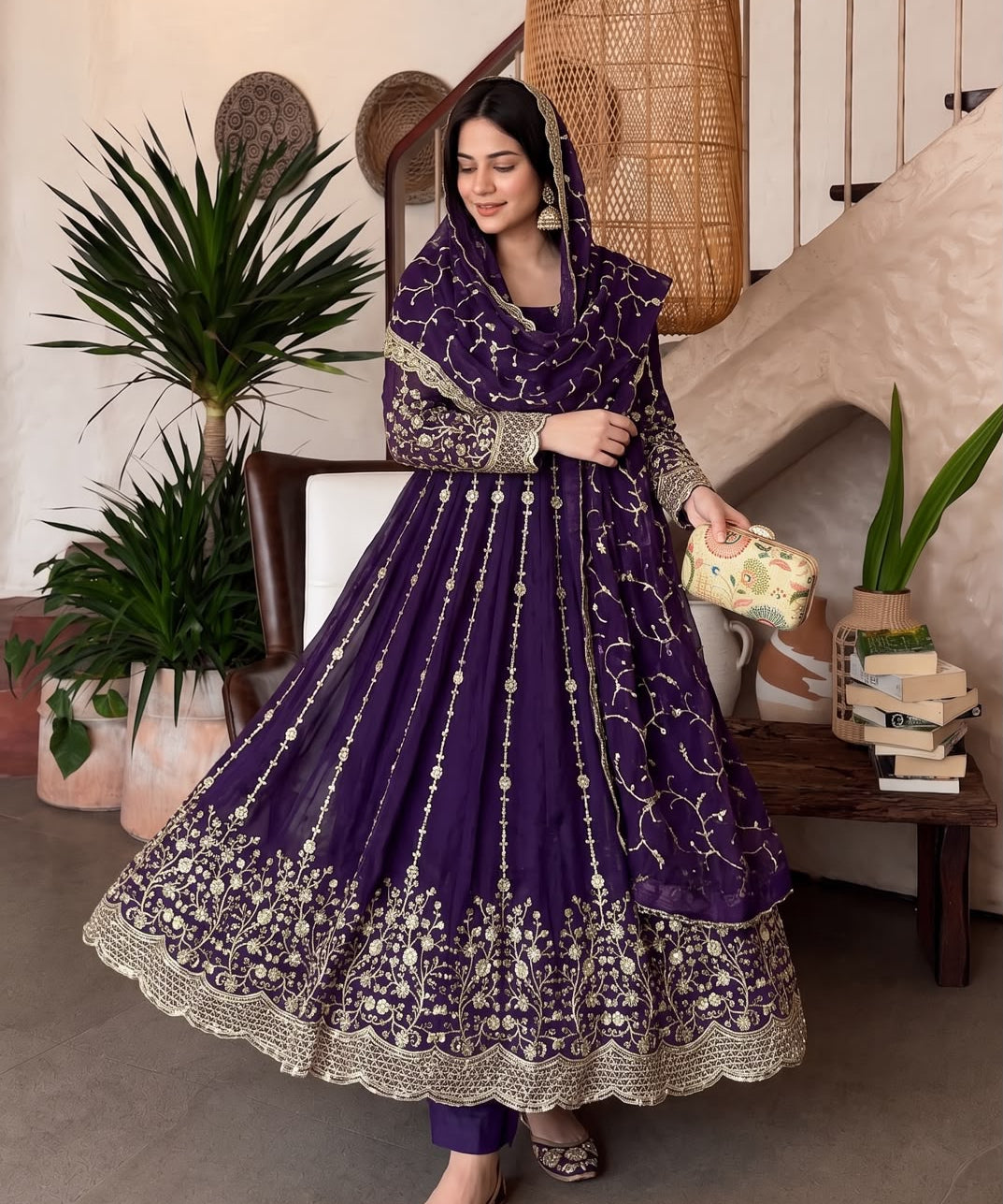 Gorgeous Silk Embroidered Anarkali Gown