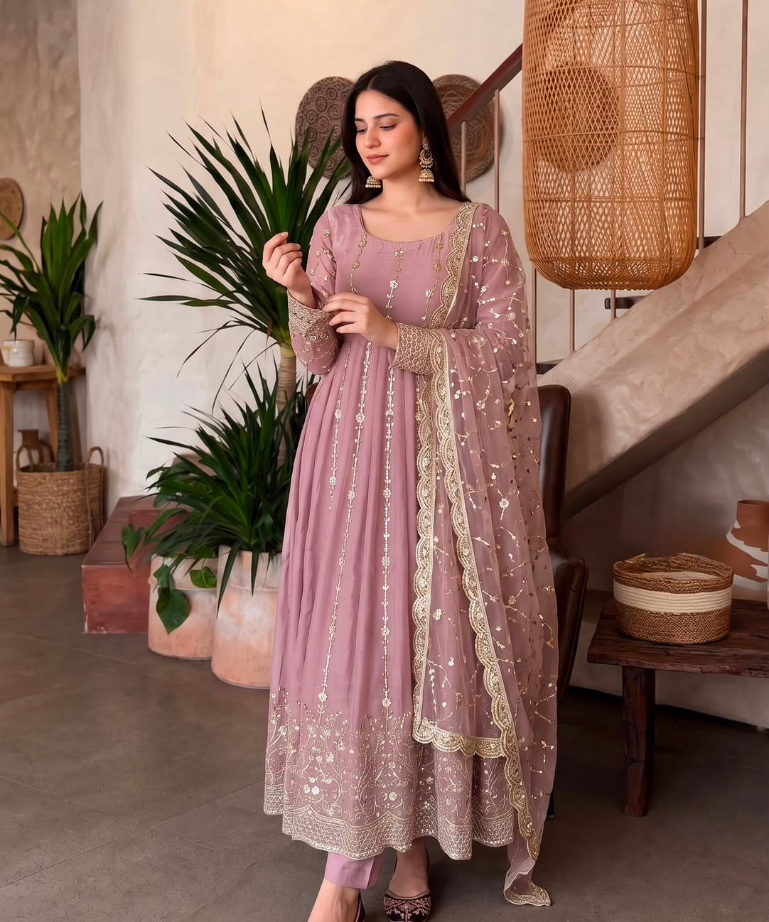 Gorgeous Silk Embroidered Anarkali Gown