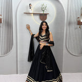 Black Fancy Cotton Lehenga Choli