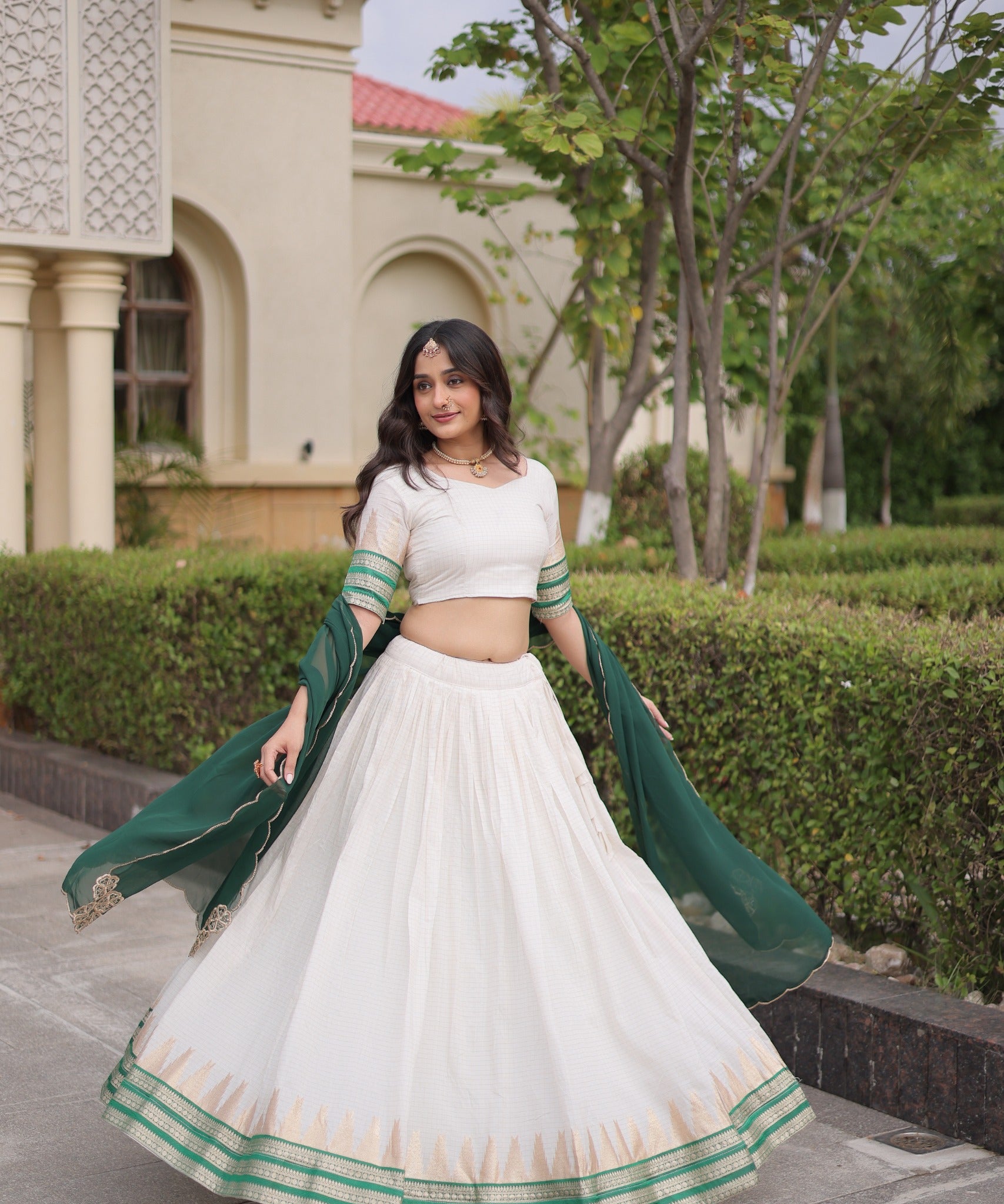 Traditional Viscose Jacquard Lehenga