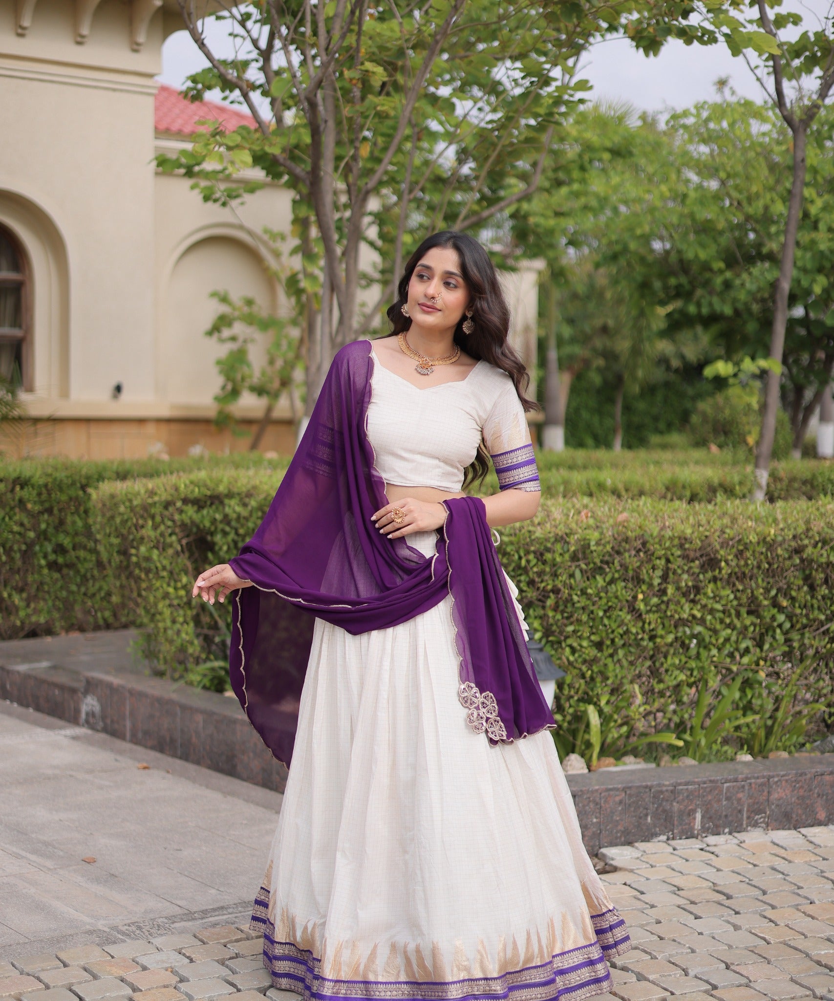 Traditional Viscose Jacquard Lehenga