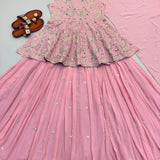 Baby Pink Ethnic Top Lehenga