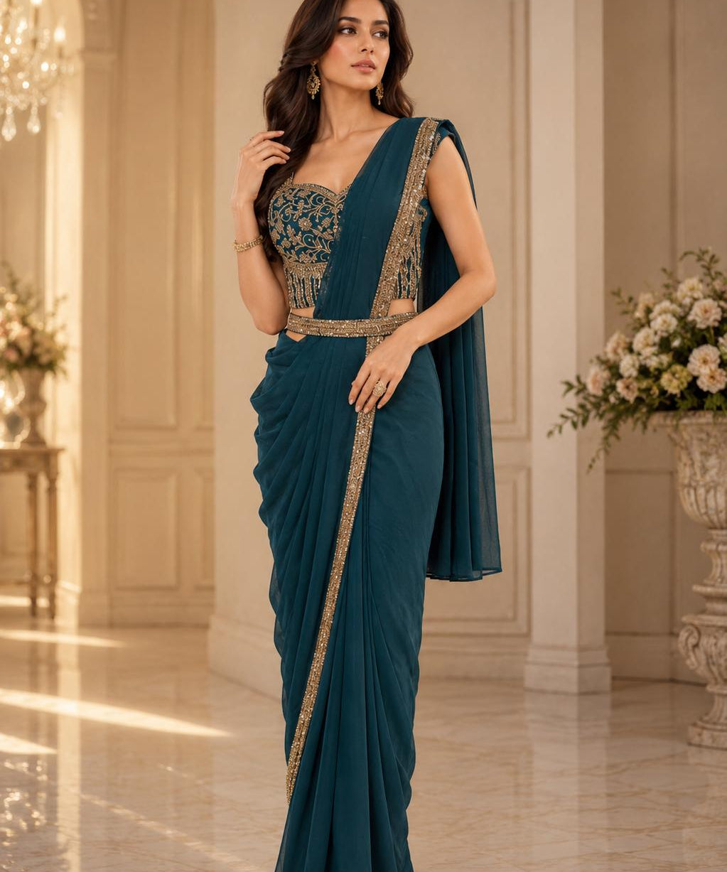 Amoha Beads Work Ready Wear Saree