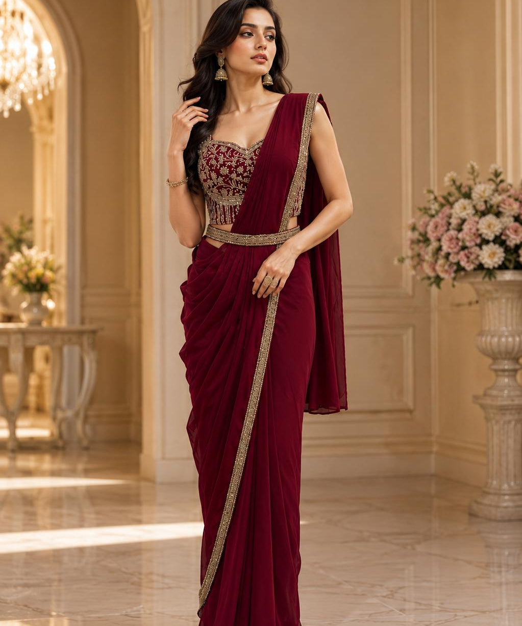 Amoha Beads Work Ready Wear Saree