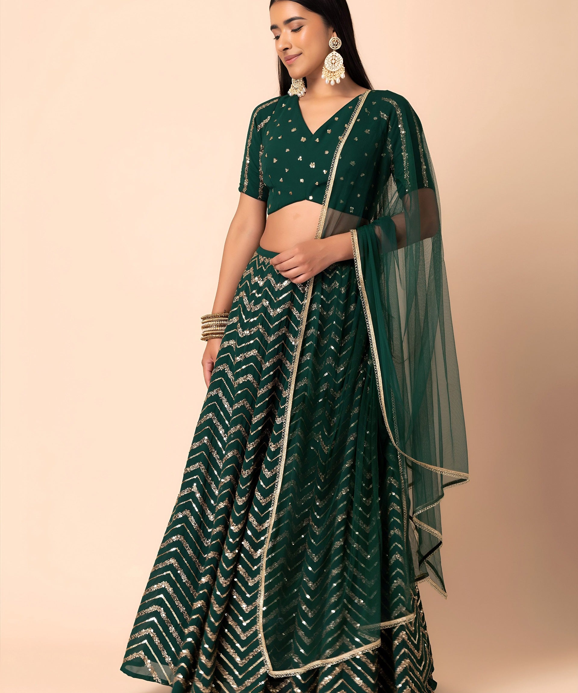 Chevron Designer Embroidered Lehenga