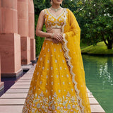 Wardrobe Tissue Mirror Work Bridal Lehenga