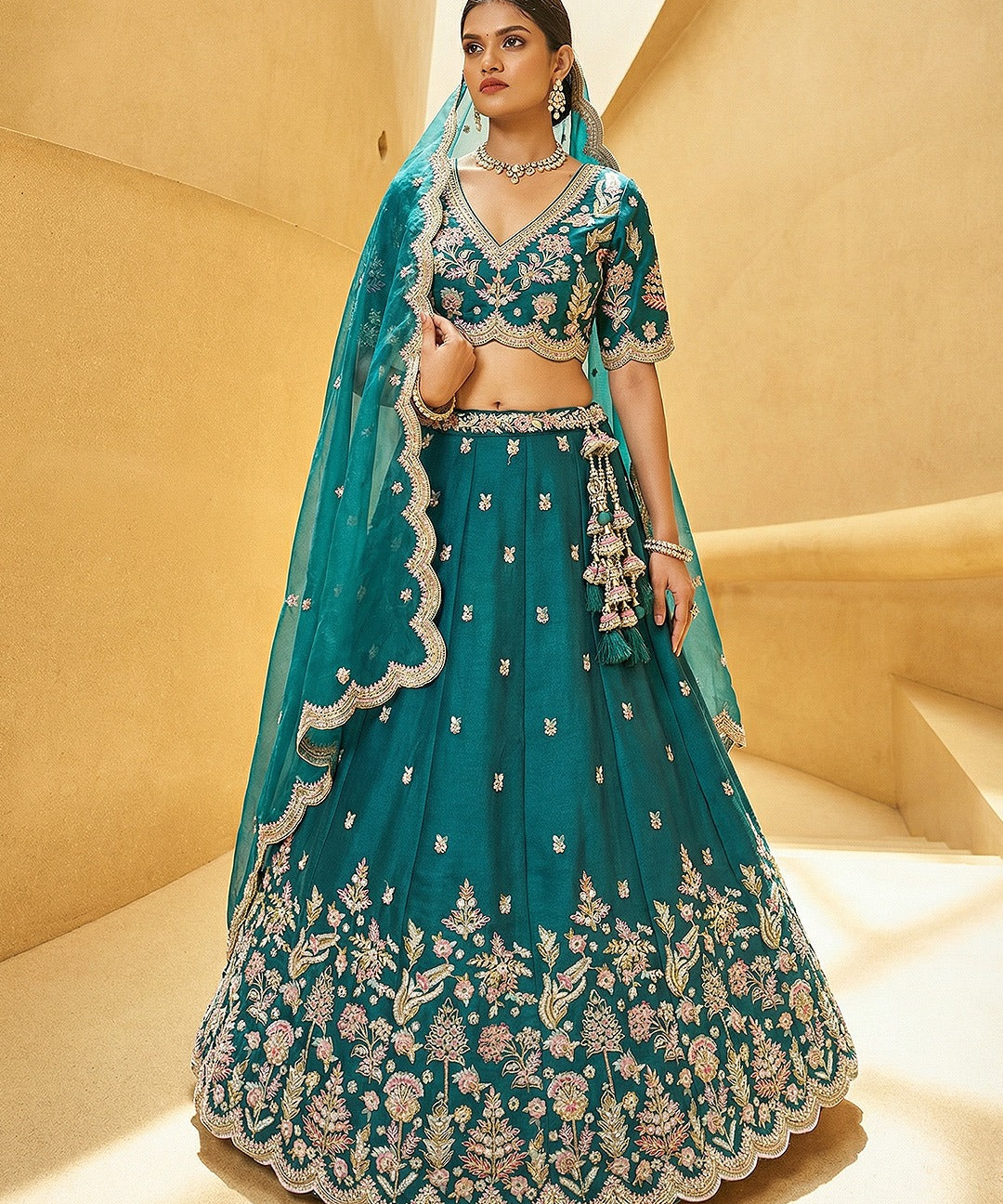 Wardrobe Tissue Mirror Work Bridal Lehenga