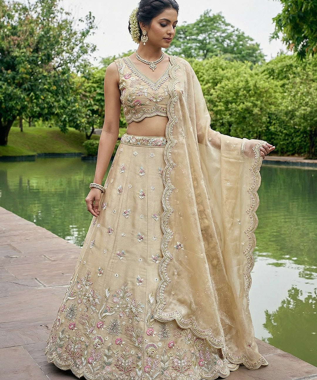 Wardrobe Tissue Mirror Work Bridal Lehenga