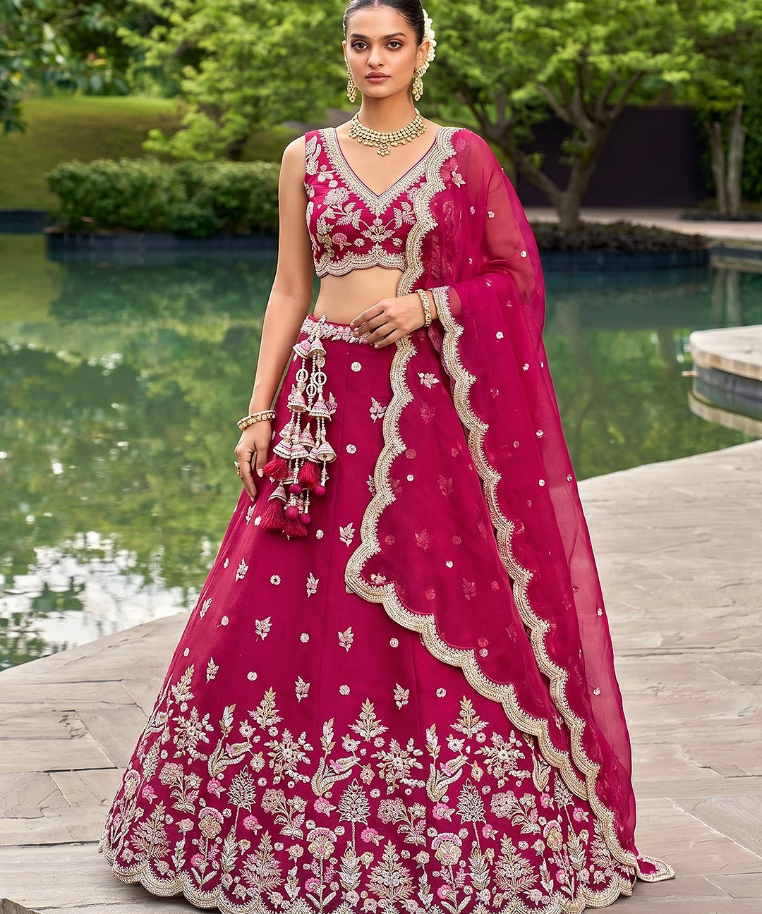 Wardrobe Tissue Mirror Work Bridal Lehenga