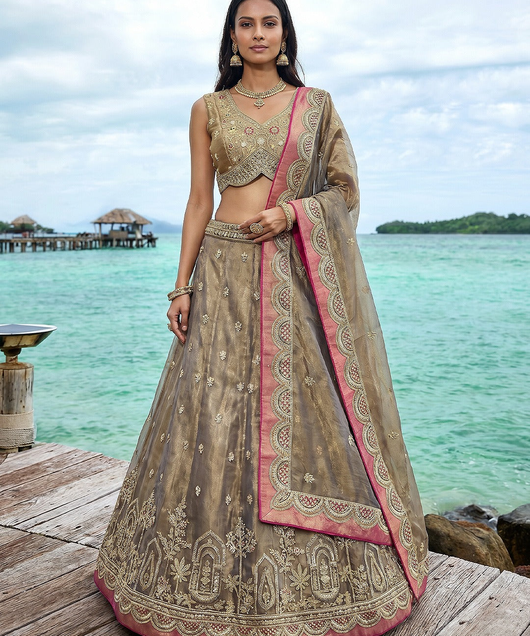 Luxury Tissue Silk Wedding Lehenga