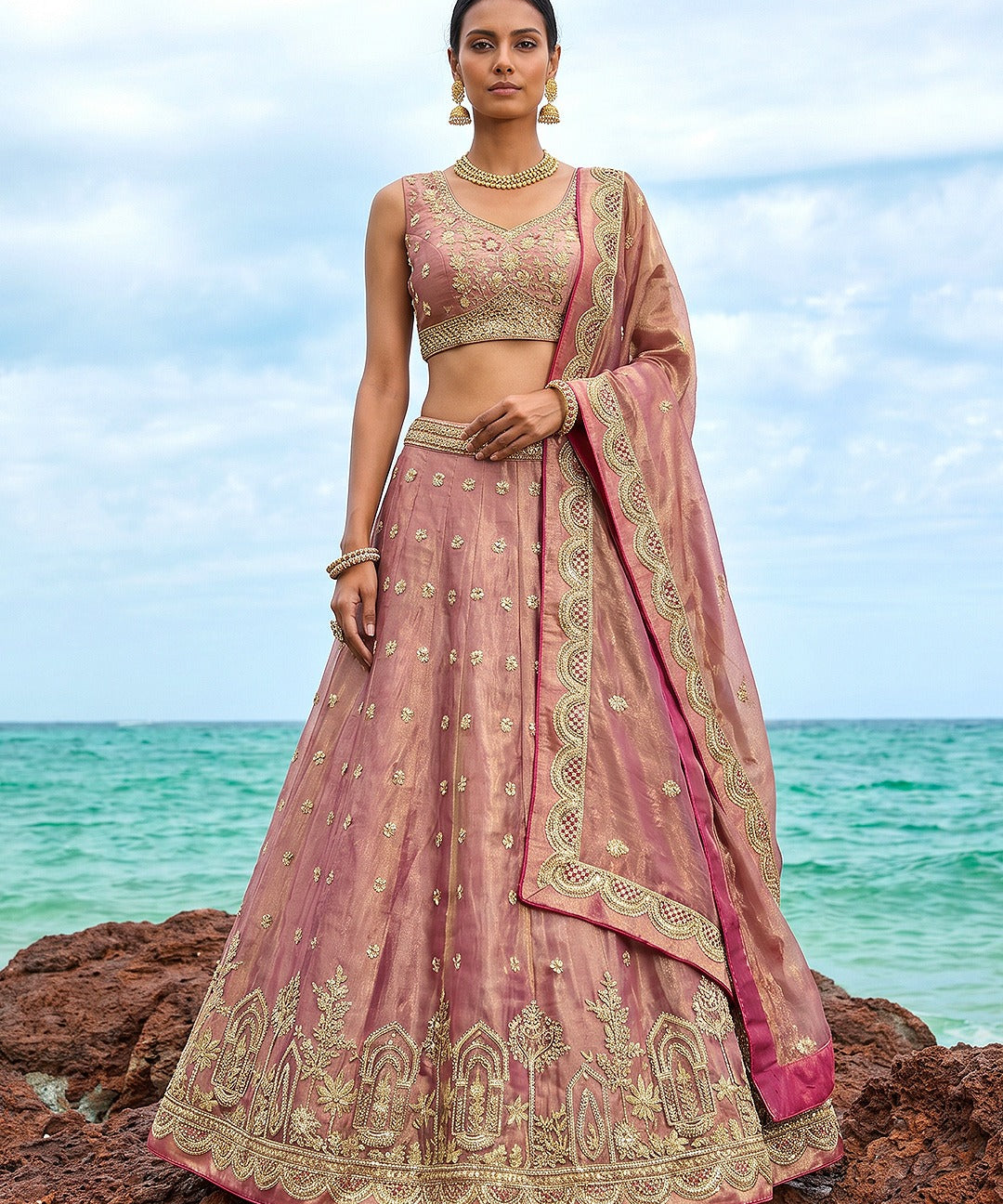Luxury Tissue Silk Wedding Lehenga