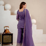 Purple Crunchy Silk Top Plazzo
