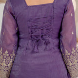 Purple Crunchy Silk Top Plazzo