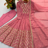 Zigzag Crunchy Silk Anarkali Suit
