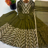 Zigzag Crunchy Silk Anarkali Suit