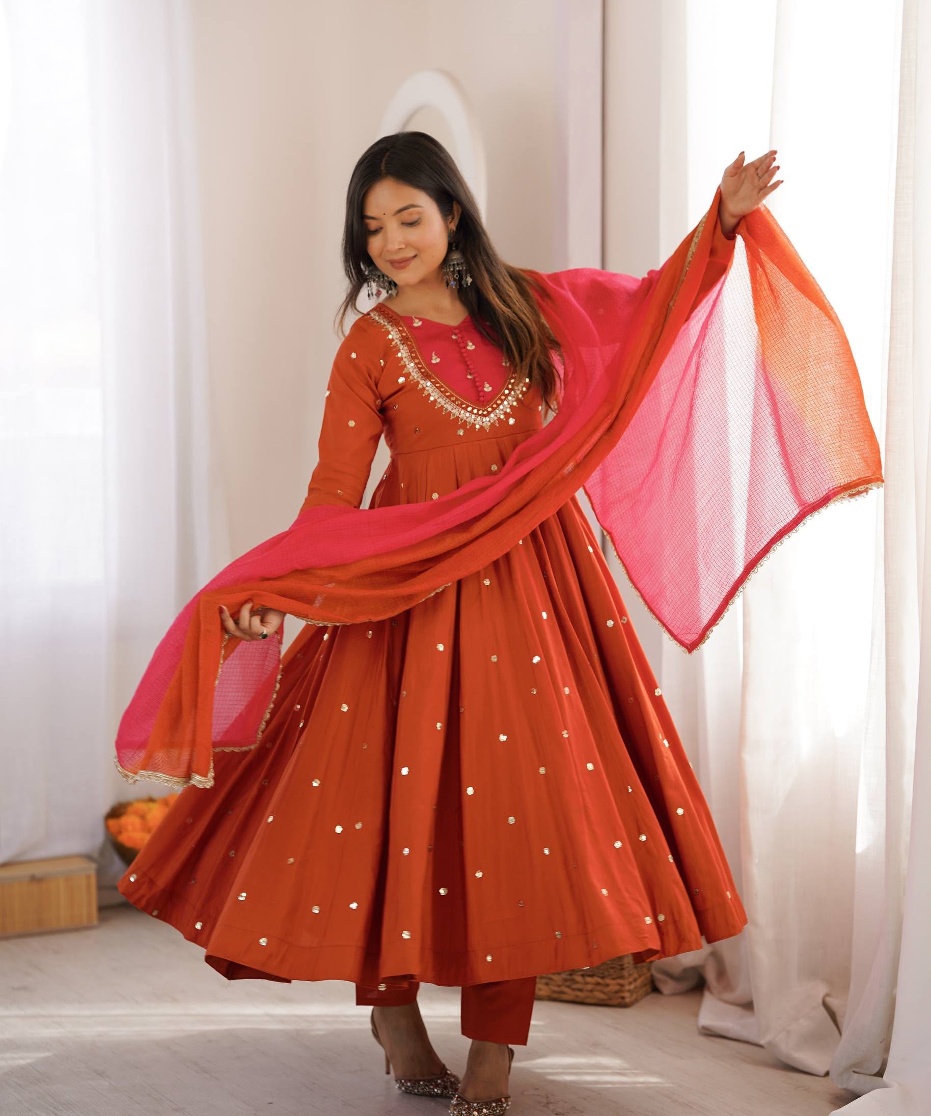 Elegant Embroidered Sequence Gown