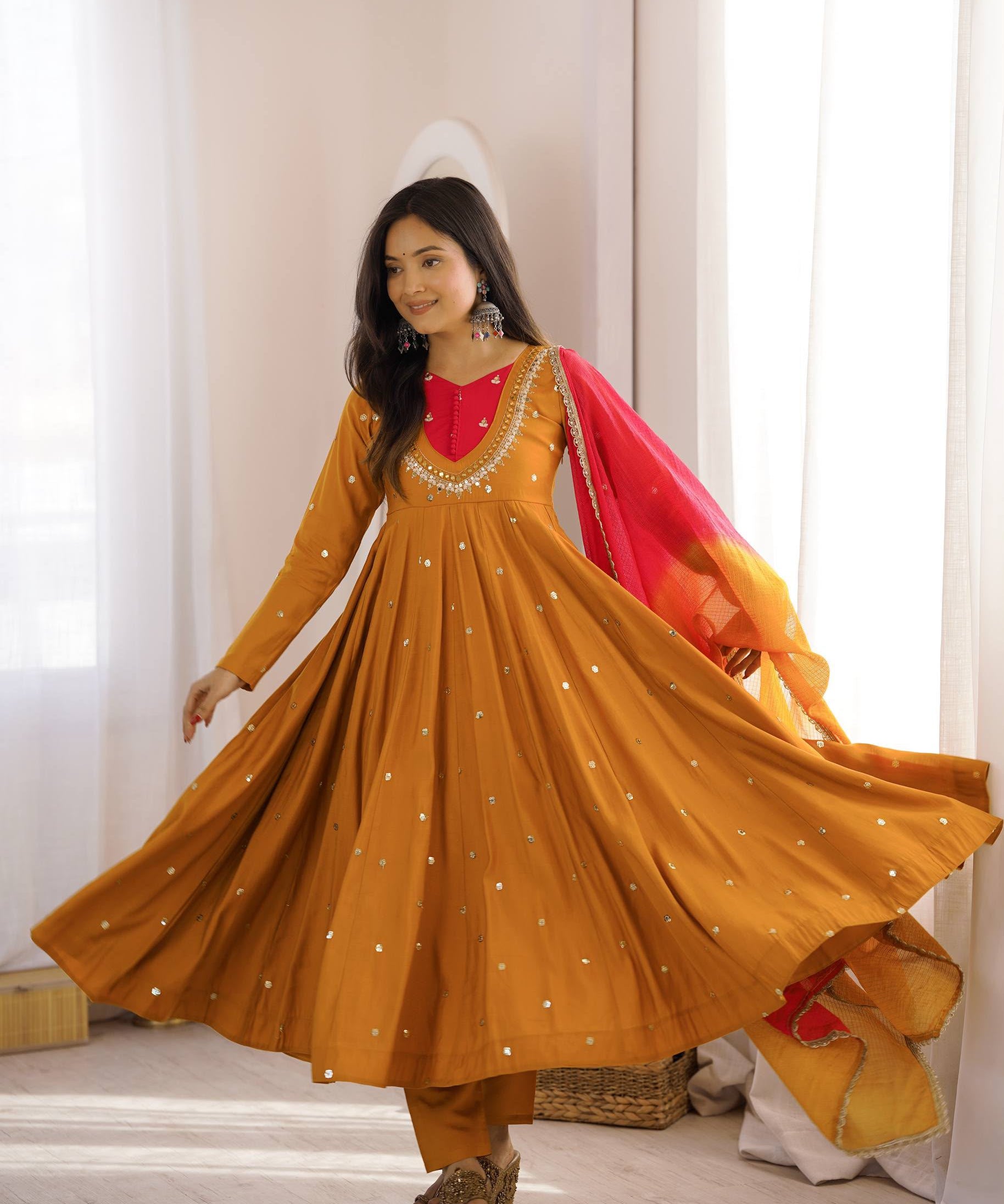 Elegant Embroidered Sequence Gown