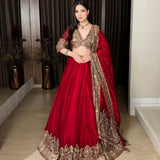 Shiny Chinon Embroidered Lehenga