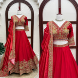 Shiny Chinon Embroidered Lehenga