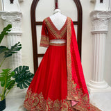 Shiny Chinon Embroidered Lehenga