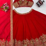 Shiny Chinon Embroidered Lehenga