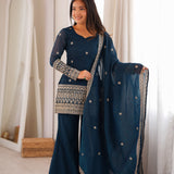 Blue Fresh Look Silk Suit