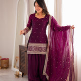 Designer Fendy Silk Embroidered Suit