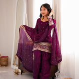 Designer Fendy Silk Embroidered Suit
