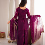 Designer Fendy Silk Embroidered Suit