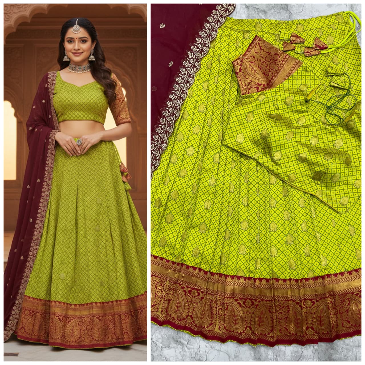 South Style Kanjivaram Silk Lehenga