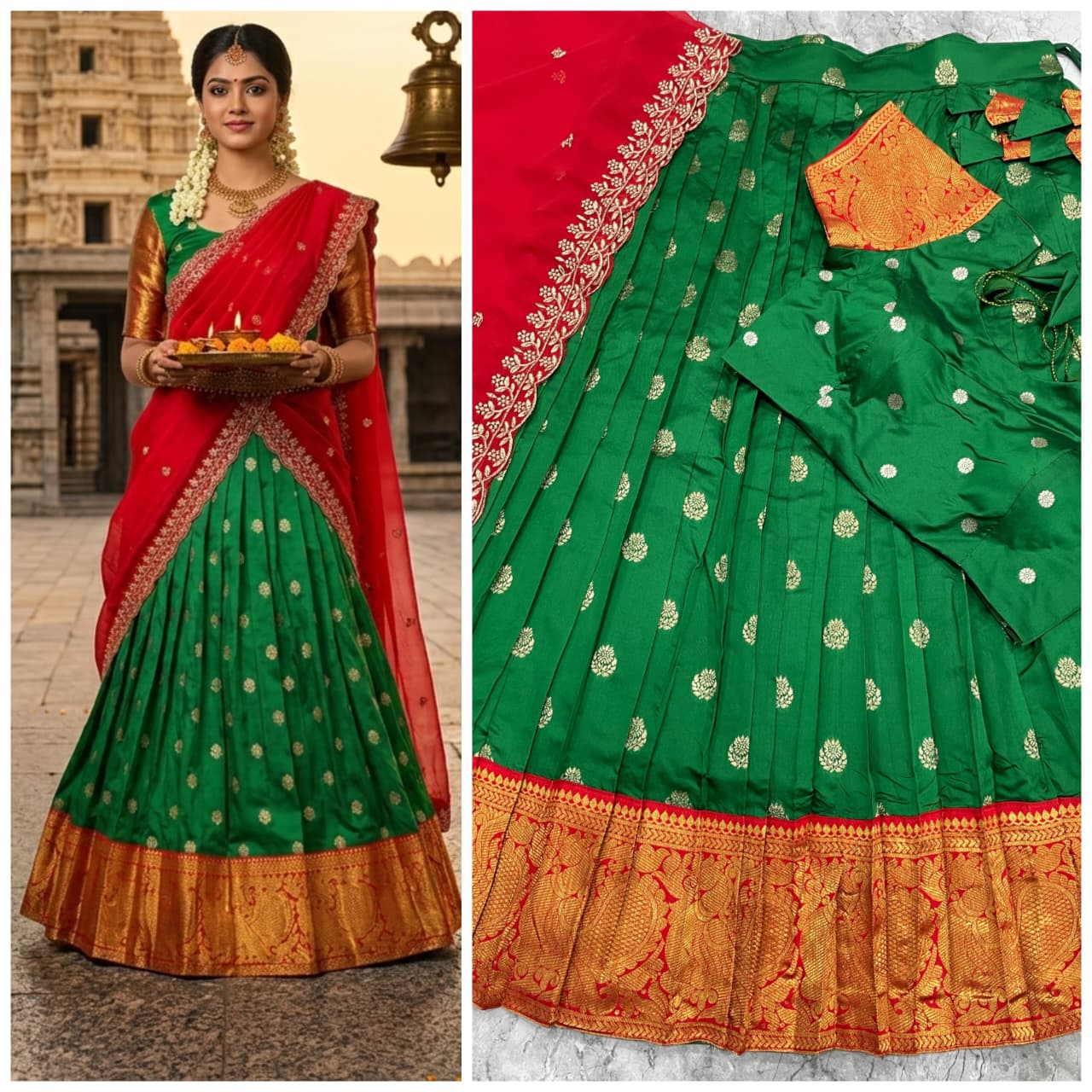 South Style Kanjivaram Silk Lehenga