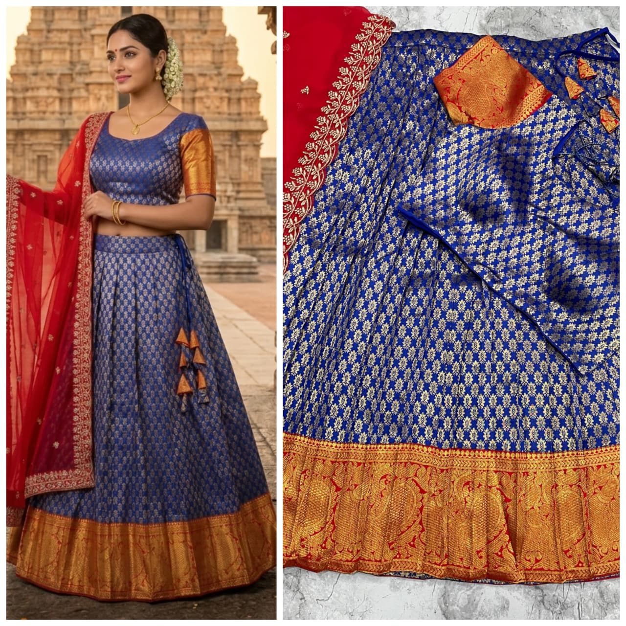 South Style Kanjivaram Silk Lehenga