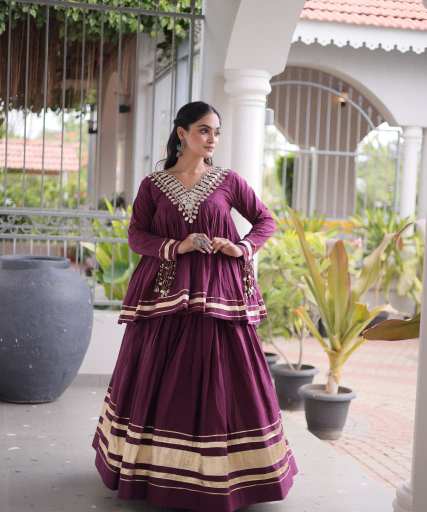 Festive Kora Cotton Lehenga Set