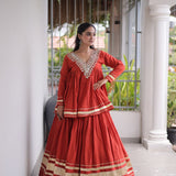 Festive Kora Cotton Lehenga Set