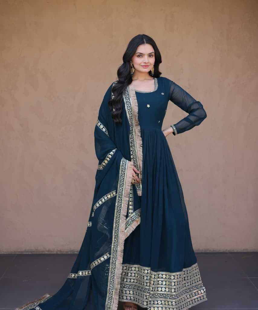 Blooming Embroidered Anarkali Gown