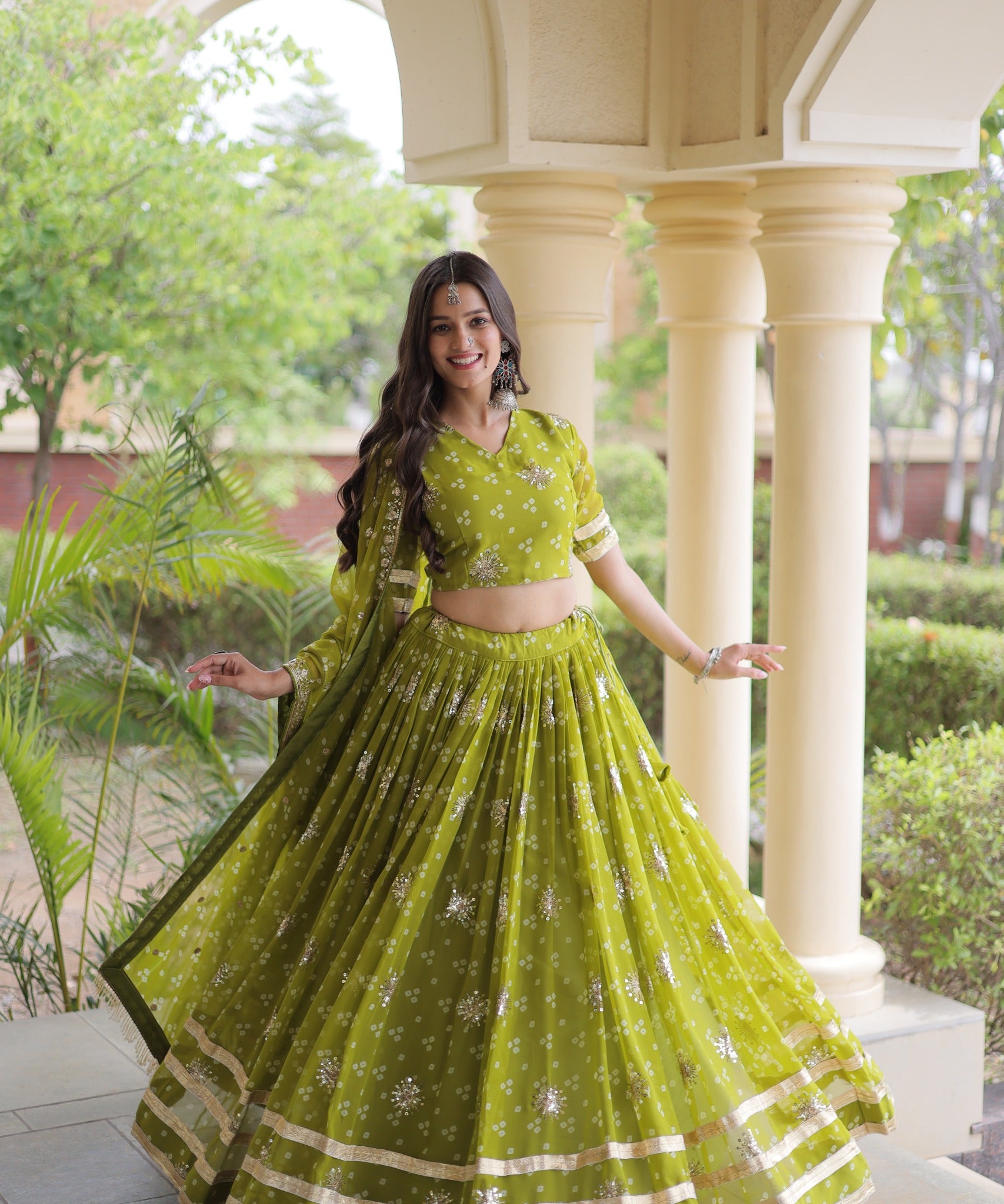 Navratri Bandhej Print Lehenga Choli
