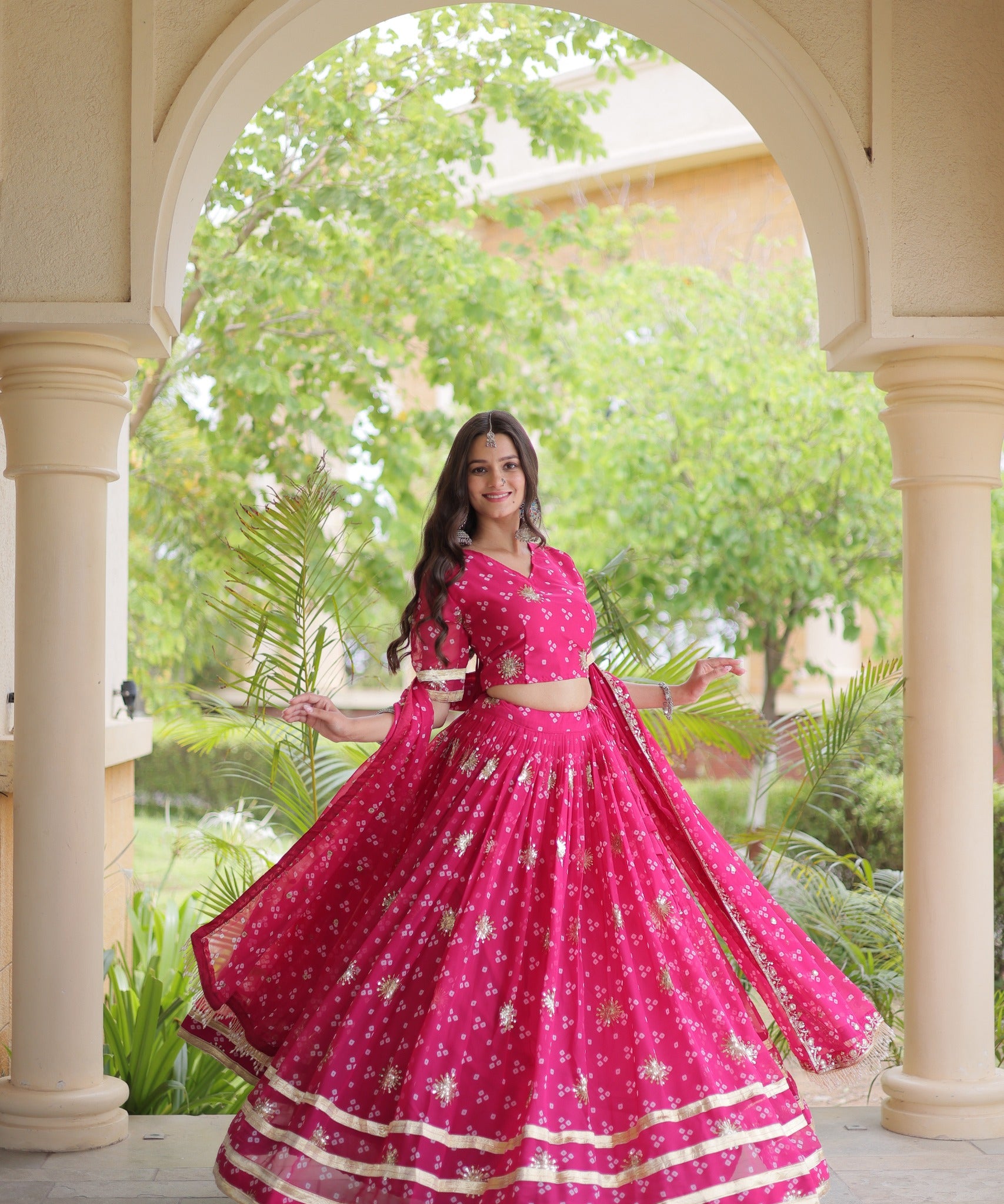 Navratri Bandhej Print Lehenga Choli