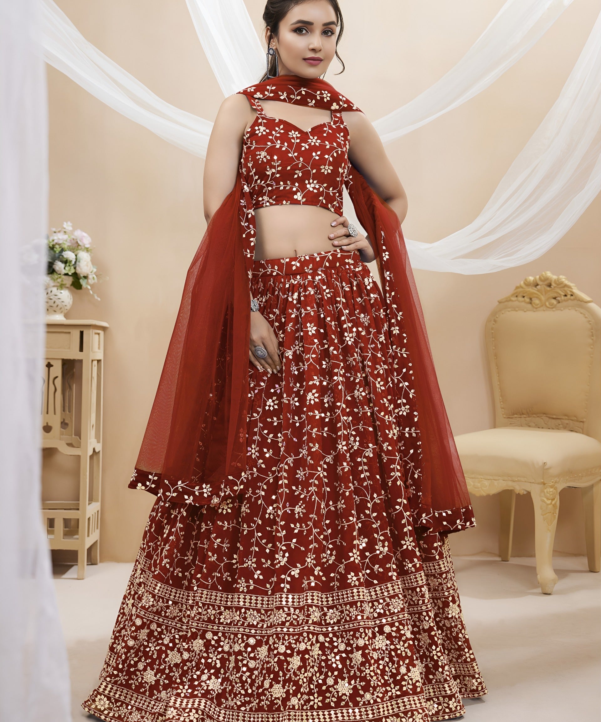 Sparkle Embroidered Wedding Lehenga