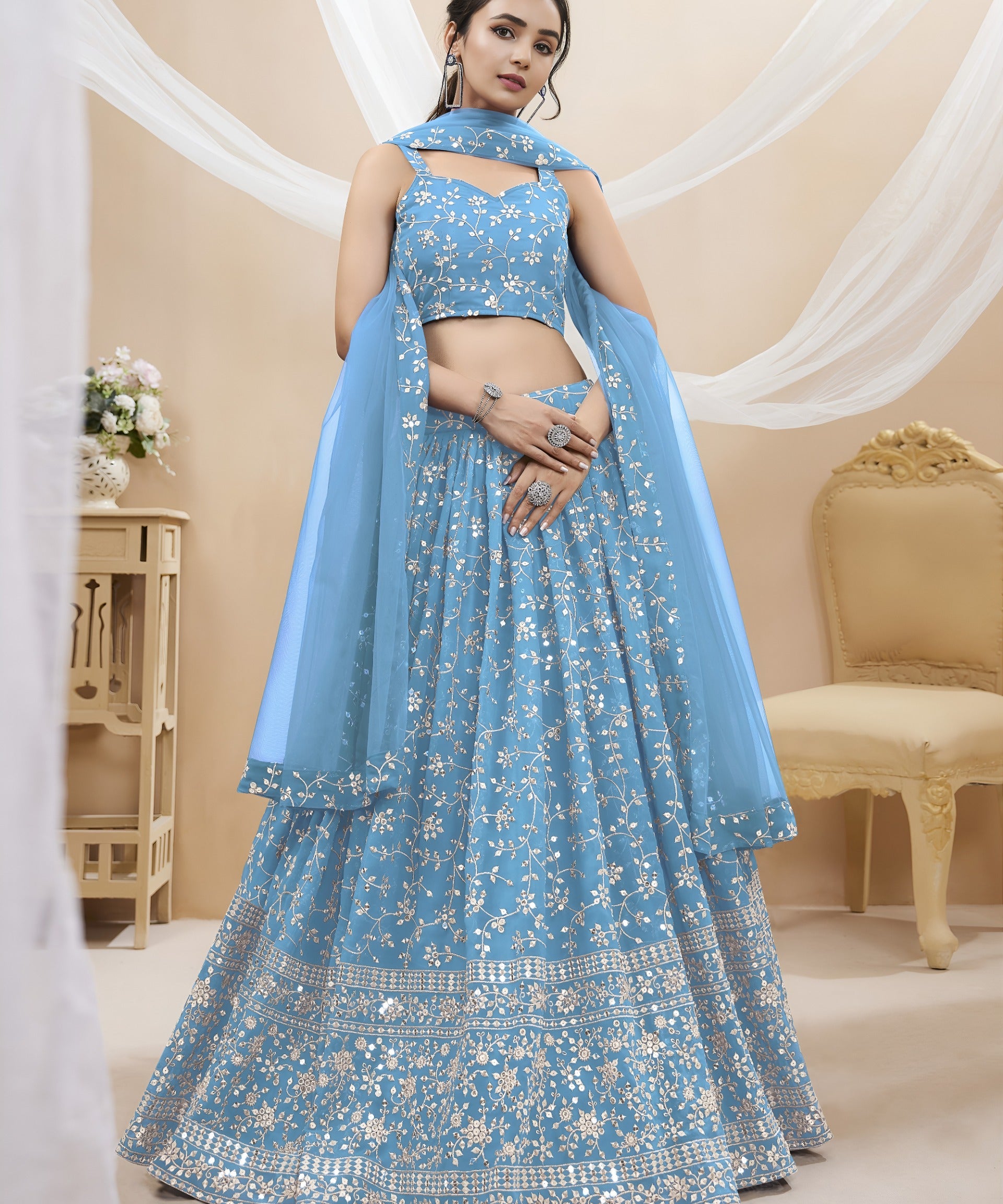 Sparkle Embroidered Wedding Lehenga