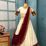 White Traditional Cotton Lehenga