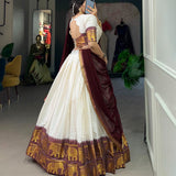 White Traditional Cotton Lehenga