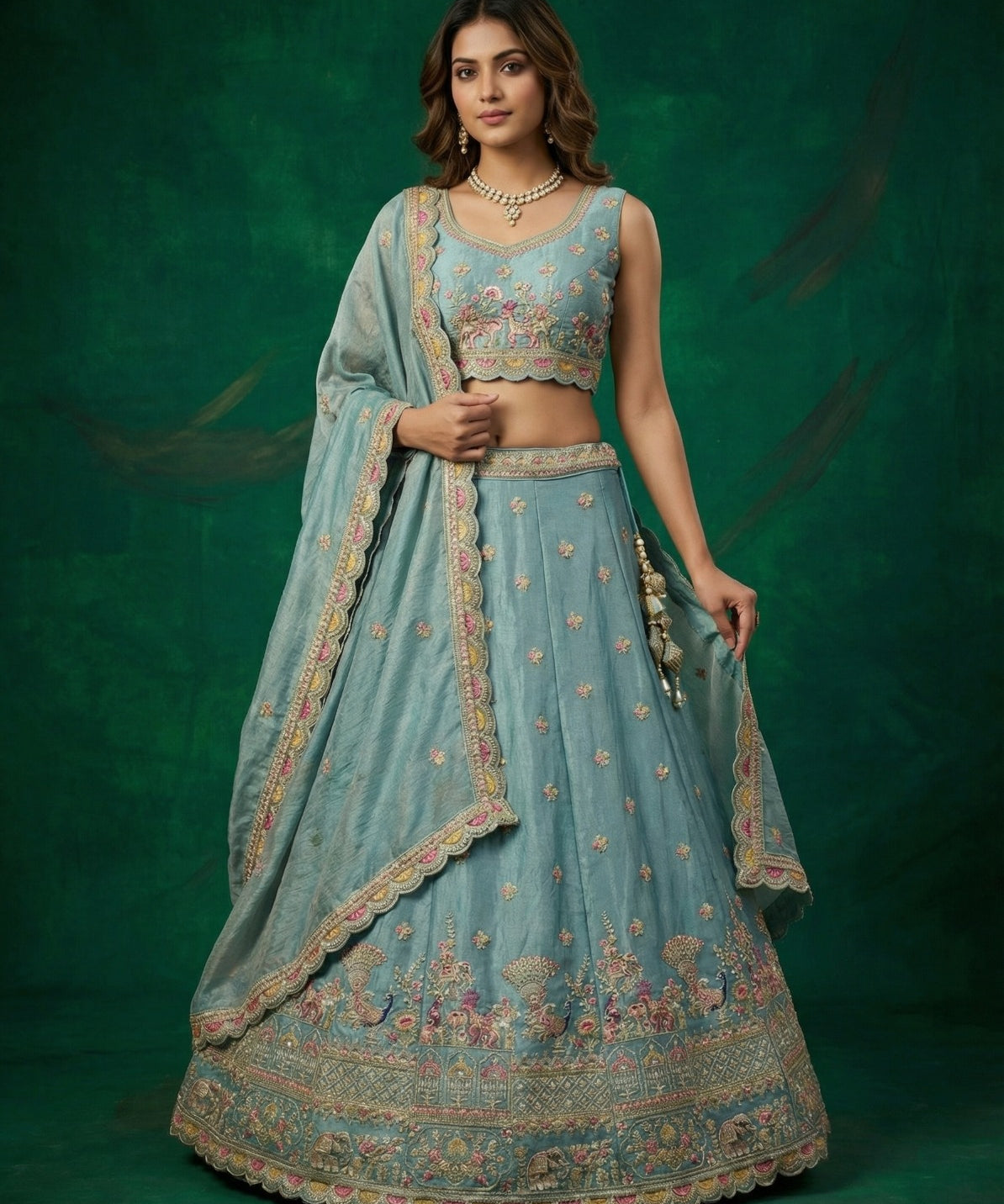 Royal Tissue Silk Embroidered Lehenga
