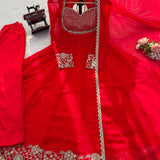 Orange Georgette Anarkali Gown
