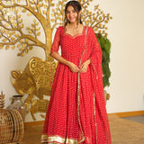 Bandhej Print Faux Georgette Gown